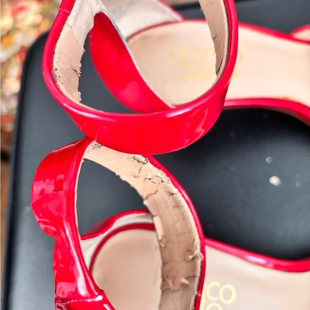 Franco Sarto Red Patent Ankle-Strap Heels